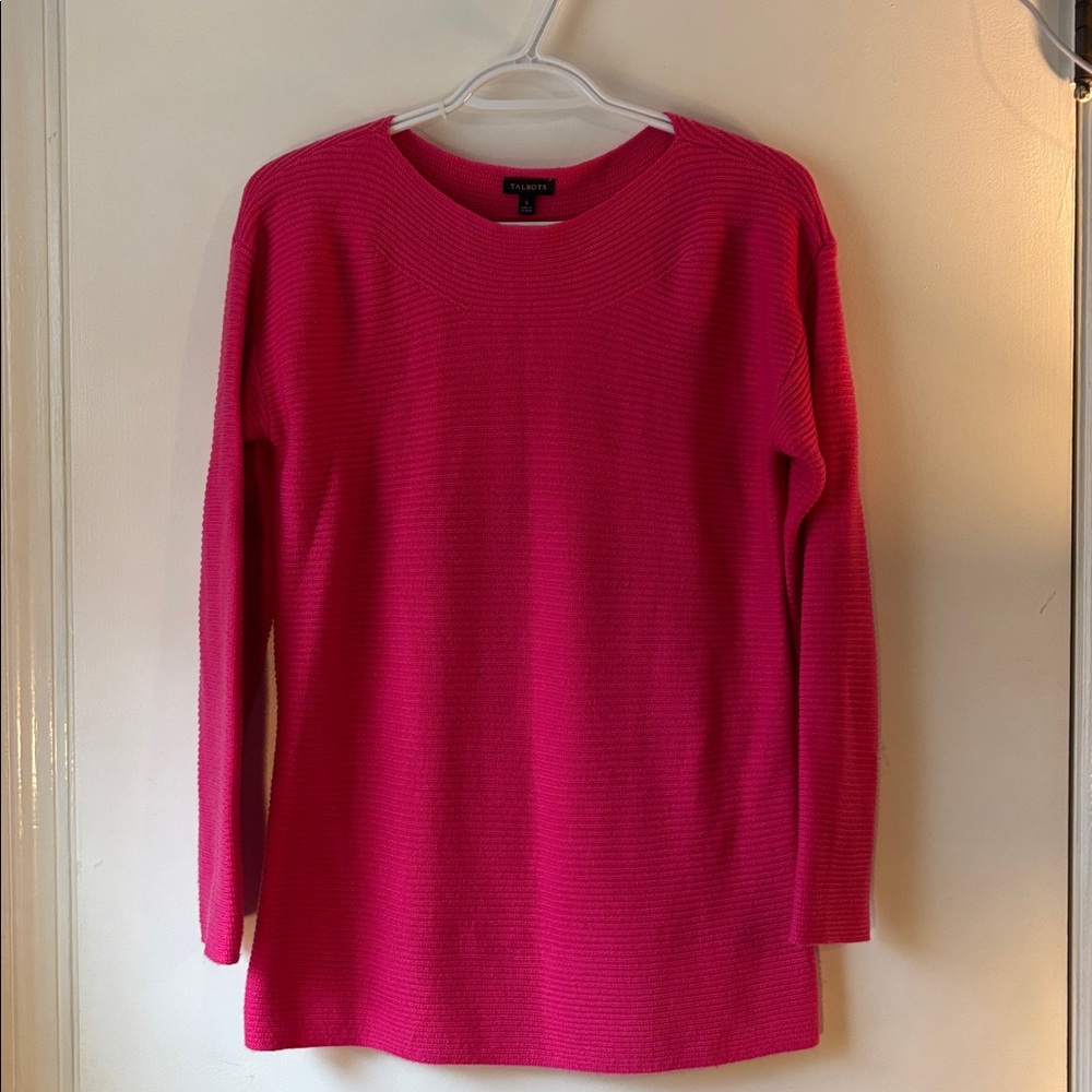 Talbots Bright Pink Ribbed Knit Top
